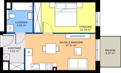 2 pokoje, mieszkanie 40,04 m², piętro 4, oferta nr A46, Strada Wybickiego, Kraków, Krowodrza, ul. Wybickiego 6A/6B