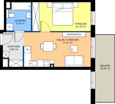 2 pokoje, mieszkanie 40,04 m², piętro 1, oferta nr A16, Strada Wybickiego, Kraków, Krowodrza, ul. Wybickiego 6A/6B