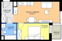 2 pokoje, mieszkanie 41,44 m², piętro 2, oferta nr B83, Strada Wybickiego, Kraków, Krowodrza, ul. Wybickiego 6A/6B
