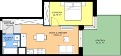 2 pokoje, mieszkanie 39,08 m², parter, oferta nr B65, Strada Wybickiego, Kraków, Krowodrza, ul. Wybickiego 6A/6B