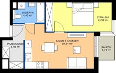 2 pokoje, mieszkanie 42,65 m², piętro 1, oferta nr B6, Strada Wybickiego, Kraków, Krowodrza, ul. Wybickiego 6A/6B