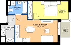 2 pokoje, mieszkanie 42,65 m², piętro 2, oferta nr B12, Strada Wybickiego, Kraków, Krowodrza, ul. Wybickiego 6A/6B