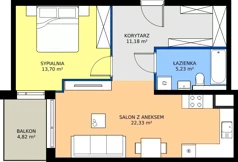 2 pokoje, mieszkanie 52,44 m², piętro 1, oferta nr B77, Strada Wybickiego, Kraków, Krowodrza, ul. Wybickiego 6A/6B