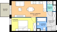 2 pokoje, mieszkanie 43,41 m², piętro 2, oferta nr B16, Strada Wybickiego, Kraków, Krowodrza, ul. Wybickiego 6A/6B