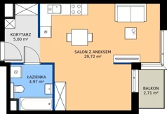 1 pokój, mieszkanie 39,69 m², piętro 2, oferta nr B82, Strada Wybickiego, Kraków, Krowodrza, ul. Wybickiego 6A/6B