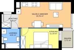 2 pokoje, mieszkanie 39,09 m², piętro 5, oferta nr B107, Strada Wybickiego, Kraków, Krowodrza, ul. Wybickiego 6A/6B