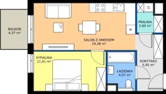 2 pokoje, mieszkanie 43,41 m², piętro 1, oferta nr B10, Strada Wybickiego, Kraków, Krowodrza, ul. Wybickiego 6A/6B