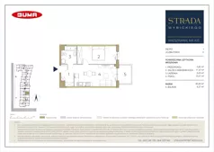 2 pokoje, mieszkanie 41,04 m², piętro 1, oferta nr A15, Strada Wybickiego, Kraków, Prądnik Biały, ul. Wybickiego 6A/6B