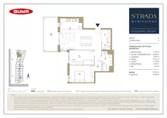 3 pokoje, mieszkanie 74,80 m², piętro 6, oferta nr B115, Strada Wybickiego, Kraków, Prądnik Biały, ul. Wybickiego 6A/6B