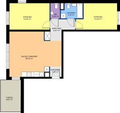 3 pokoje, mieszkanie 70,59 m², piętro 2, oferta nr A.K3.69, Porto Żerań, Warszawa, Białołęka, Żerań, ul. Myśliborska