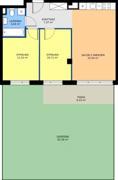 3 pokoje, mieszkanie 57,23 m², piętro 1, oferta nr A.K3.64, Porto Żerań, Warszawa, Białołęka, Żerań, ul. Myśliborska