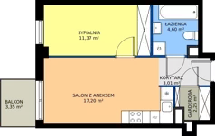 2 pokoje, mieszkanie 38,43 m², piętro 2, oferta nr A.K1.09, Porto Żerań, Warszawa, Białołęka, Żerań, ul. Myśliborska