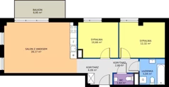 3 pokoje, mieszkanie 66,72 m², piętro 2, oferta nr A.K1.08, Porto Żerań, Warszawa, Białołęka, Żerań, ul. Myśliborska