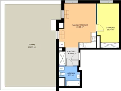 2 pokoje, mieszkanie 45,96 m², piętro 5, oferta nr B.K1.34, Porto Żerań, Warszawa, Białołęka, Żerań, ul. Myśliborska
