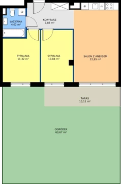 3 pokoje, mieszkanie 57,23 m², piętro 1, oferta nr A.K3.64, Porto Żerań, Warszawa, Białołęka, Żerań, ul. Myśliborska