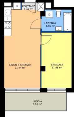 2 pokoje, mieszkanie 39,45 m², piętro 1, oferta nr B.K1.08, Porto Żerań, Warszawa, Białołęka, Żerań, ul. Myśliborska