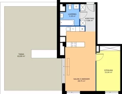 2 pokoje, mieszkanie 53,83 m², piętro 5, oferta nr B.K1.33, Porto Żerań, Warszawa, Białołęka, Żerań, ul. Myśliborska