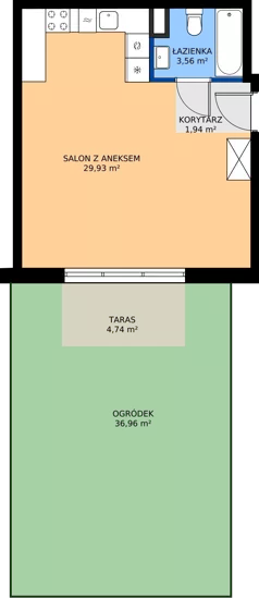 1 pokój, mieszkanie 35,43 m², parter, oferta nr B.K2.37, Porto Żerań, Warszawa, Białołęka, Żerań, ul. Myśliborska