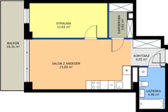 2 pokoje, mieszkanie 48,95 m², piętro 2, oferta nr B.K1.17, Porto Żerań, Warszawa, Białołęka, Żerań, ul. Myśliborska