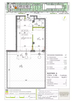 2 pokoje, mieszkanie 41,07 m², parter, oferta nr A.K1.01, Porto Żerań, Warszawa, Białołęka, Żerań, ul. Myśliborska