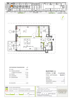 2 pokoje, mieszkanie 38,43 m², piętro 1, oferta nr A.K1.04, Porto Żerań, Warszawa, Białołęka, Żerań, ul. Myśliborska