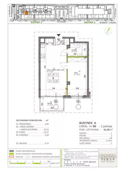 2 pokoje, mieszkanie 41,92 m², piętro 1, oferta nr A.K1.06, Porto Żerań, Warszawa, Białołęka, Żerań, ul. Myśliborska