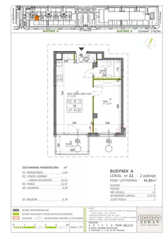 2 pokoje, mieszkanie 41,92 m², piętro 2, oferta nr A.K1.11, Porto Żerań, Warszawa, Białołęka, Żerań, ul. Myśliborska