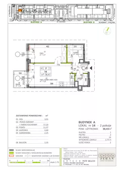 2 pokoje, mieszkanie 38,43 m², piętro 3, oferta nr A.K1.14, Porto Żerań, Warszawa, Białołęka, Żerań, ul. Myśliborska
