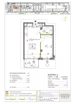 2 pokoje, mieszkanie 41,63 m², piętro 5, oferta nr A.K1.26, Porto Żerań, Warszawa, Białołęka, Żerań, ul. Myśliborska