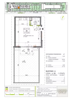 1 pokój, mieszkanie 35,44 m², parter, oferta nr A.K2.35, Porto Żerań, Warszawa, Białołęka, Żerań, ul. Myśliborska