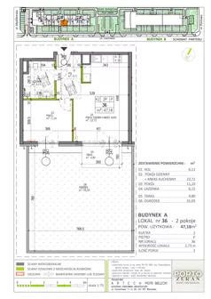 2 pokoje, mieszkanie 47,68 m², piętro 4, oferta nr B.K2.52, Porto Żerań, Warszawa, Białołęka, Żerań, ul. Myśliborska