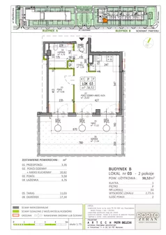 2 pokoje, mieszkanie 38,52 m², parter, oferta nr B.K1.03, Porto Żerań, Warszawa, Białołęka, Żerań, ul. Myśliborska