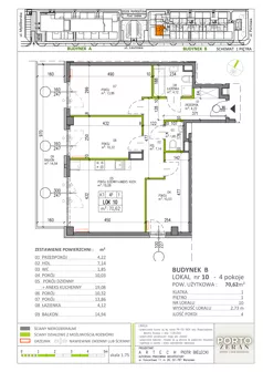 4 pokoje, mieszkanie 70,62 m², piętro 1, oferta nr B.K1.10, Porto Żerań, Warszawa, Białołęka, Żerań, ul. Myśliborska