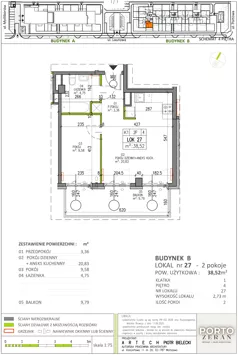 2 pokoje, mieszkanie 38,52 m², piętro 4, oferta nr B.K1.27, Porto Żerań, Warszawa, Białołęka, Żerań, ul. Myśliborska