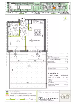 2 pokoje, mieszkanie 47,68 m², piętro 4, oferta nr B.K2.52, Porto Żerań, Warszawa, Białołęka, Żerań, ul. Myśliborska