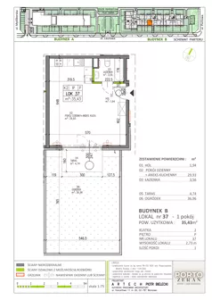1 pokój, mieszkanie 35,43 m², parter, oferta nr B.K2.37, Porto Żerań, Warszawa, Białołęka, Żerań, ul. Myśliborska