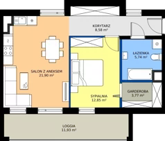 2 pokoje, mieszkanie 52,84 m², piętro 1, oferta nr 8, KSA Klonowa, Kielce, Szydłówek, ul. Klonowa 69