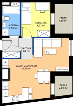 2 pokoje, mieszkanie 41,57 m², piętro 1, oferta nr 29, KSA Klonowa, Kielce, Szydłówek, ul. Klonowa 69