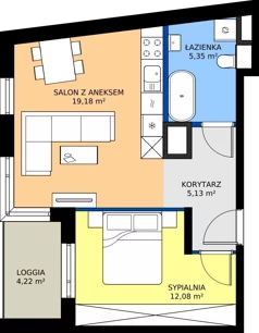2 pokoje, mieszkanie 41,74 m², piętro 3, oferta nr 44, KSA Klonowa, Kielce, Szydłówek, ul. Klonowa 69