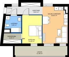 2 pokoje, mieszkanie 51,54 m², piętro 1, oferta nr 27, KSA Klonowa, Kielce, Szydłówek, ul. Klonowa 69