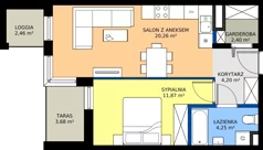 2 pokoje, mieszkanie 42,98 m², piętro 1, oferta nr 7, KSA Klonowa, Kielce, Szydłówek, ul. Klonowa 69