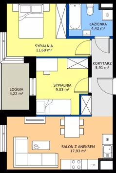 3 pokoje, mieszkanie 48,97 m², piętro 2, oferta nr 37, KSA Klonowa, Kielce, Szydłówek, ul. Klonowa 69