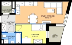 2 pokoje, mieszkanie 40,53 m², piętro 2, oferta nr 12, KSA Klonowa, Kielce, Szydłówek, ul. Klonowa 69