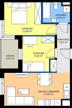 3 pokoje, mieszkanie 48,97 m², piętro 1, oferta nr 31, KSA Klonowa, Kielce, Szydłówek, ul. Klonowa 69