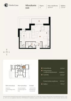 1 pokój, mieszkanie 51,74 m², parter, oferta nr 0.01, Verde Casa, Łódź, Górna, ul. Felszczyńskiego 30