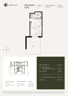 1 pokój, mieszkanie 46,91 m², parter, oferta nr 0.08, Verde Casa, Łódź, Górna, ul. Felszczyńskiego 30