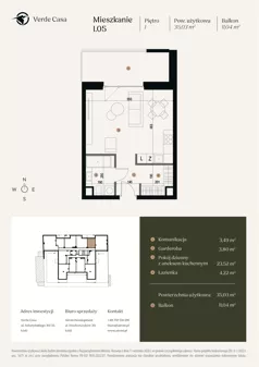 1 pokój, mieszkanie 35,03 m², piętro 1, oferta nr 1.05., Verde Casa, Łódź, Górna, ul. Felszczyńskiego 30