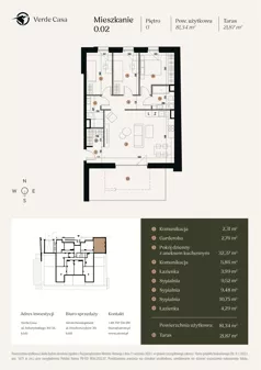 4 pokoje, mieszkanie 81,34 m², parter, oferta nr 0.02, Verde Casa, Łódź, Górna, ul. Felszczyńskiego 30