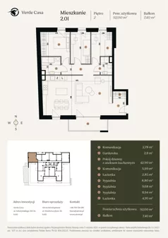 4 pokoje, mieszkanie 92,00 m², piętro 2, oferta nr 2.01., Verde Casa, Łódź, Górna, ul. Felszczyńskiego 30
