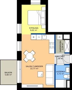 2 pokoje, mieszkanie 40,31 m², piętro 5, oferta nr 5.04., Verde Casa, Łódź, Górna, ul. Felszczyńskiego 30